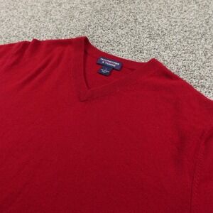 Roundtree Yorke Sweater Mens L Red Cashmere V Neck Knit Pullover Soft Sweatshirt